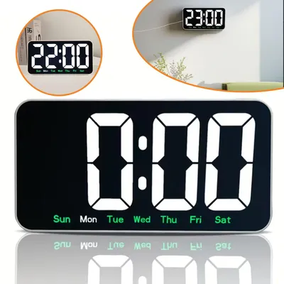 Produktbild von Digitale Wanduhr mit LED-Anzeige, 3-stufig Einstellbare Helligkeit, Uhrzeit, Wochenanzeige
