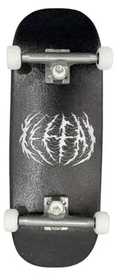 Obrázek produktu pro Kompletně sestavená deska pro prstové skateboardy, vyrobená z kanadského javoru, rozměry 34 x 96 mm, tvar "boxy", design s lebkou