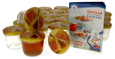 Produktbild von 25er Set Einmachglas 230 ml Deckel Honigwabe Rund- Einkochgläser Vorratsglas Glas Aufbewahrung