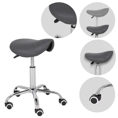 Produktbild von Habys Rollhocker Lofi | Sattelhocker, Arbeitshocker, Drehstuhl, Drehhocker, Kosmetikhocker, Praxishocker, Bürohocker | Höhenverstellbar | Grau