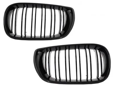 Obrázek produktu pro Mřížka chladiče pro BMW 3 E46 Facelift 10.2001-2005 Dvojité pruhy M Look lesklá černá.