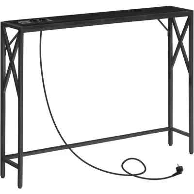 Produktbild von Konsolentisch mit Ladestation, schmaler Flurtisch, 100x15x73.5 cm, Schwarz