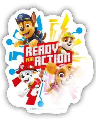 Produktbild von Spreadshirt Paw Patrol Ready For Action Sticker Aufkleber, 10 x 10 cm, Weiß glänzend