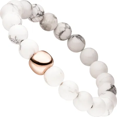 Produktbild von Armband mit Howlith und 925 Silber rotgold vergoldet endlos elastisch