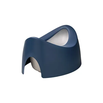 A blue and gray potty chair.