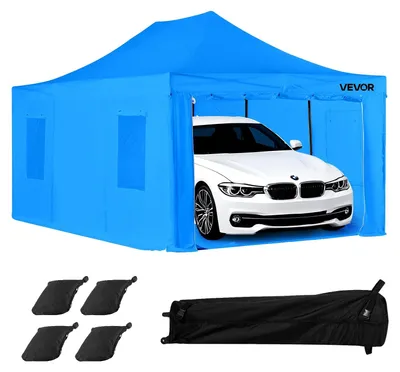 Productafbeelding van VEVOR draagbare spuitcabine (587x398x178 cm), spuitcabine voor spuitverf, waterdichte en opvouwbare verfbooth met 4 netvensters aan de zijkanten, geschikt voor autodeelen, meubels, motorfietsen, met spuitbescherming, blauw