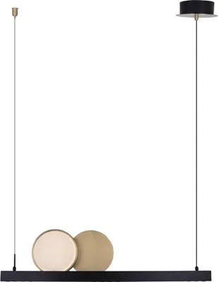 Produktbild von LED-Deckenleuchte MOMO, schwarz-gold, 35W, warmweiß, 3010lm, Aluminium, Abmessungen: 150x90x13cm, IP20, Maxlight