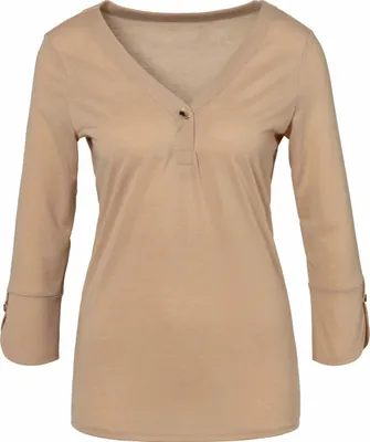 Produktbild von LASCANA Blusenshirt mit Knopfdetails beige Größe 36/38