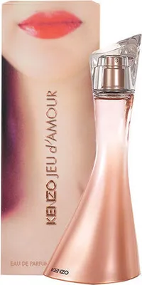 A bottle of Kenzo Jeu D'Amour Eau de Parfum for women is displayed next to its packaging.