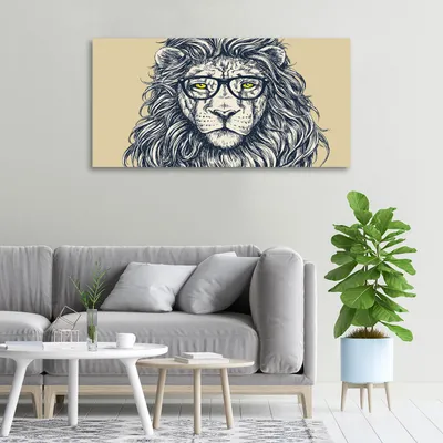 Produktbild von Tulup® Leinwandbild -100x50 cm - Wandkunst - Drucke auf Leinwand - Leinwanddruck  - Tiere - Beige - Löwe Hipster