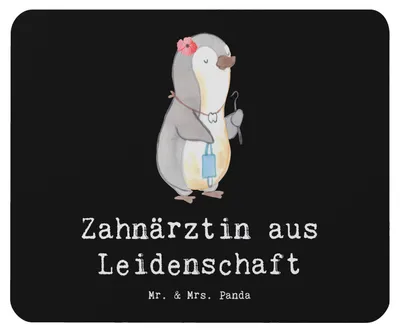 Produktbild von Mr. & Mrs. Panda Mousepad Zahnärztin Leidenschaft - Schwarz - Geschenk, computer mauspad, pc mausunterlage, Mouse Pad