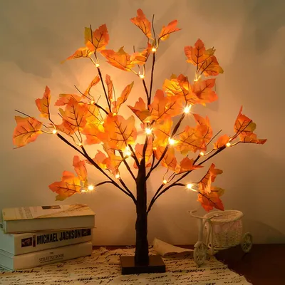 Produktbild von Künstlicher, beleuchteter Ahornbaum im Herbst, 24 LEDs, Erntedank-Dekoration, Tischlichter, batteriebetrieben, für Hochzeitsfeier-Geschenke, Innen- und Außenbereich, Herbsternte, Heimdekoration