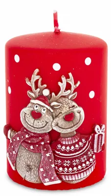 Produktbild von Weihnachtskerze, rotes Paraffin, 10 x 7 x 7 cm