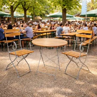 Produktbild von 3er Biergarten Set Biergartengarnitur Biergartenmöbel Akazie Ø80cm