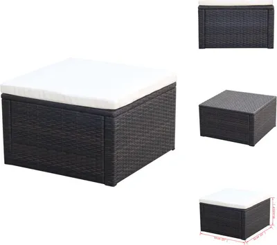 Produktbild von vidaXL Hocker mit Kissen Poly Rattan 53×53×30 cm Braun -  Polsterhocker