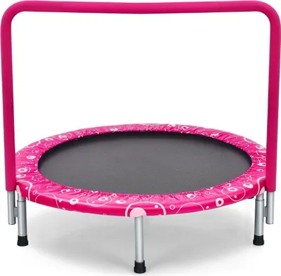 Immagine prodotto di Trampolino per bambini da 92 cm, mini trampolino con maniglia, trampolino pieghevole, capacità di carico fino a 150 kg, rosa + nero