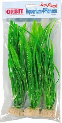 Produktbild von Kunststoff-Wasserpflanzen medium längliche Blätter 30 cm 3 Stück grün