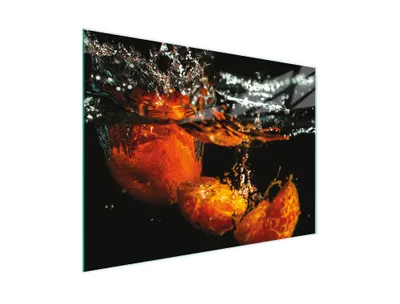 Image de Planche à découper Plaque de cuisson multi-verre 30x22 cm Orange Noir