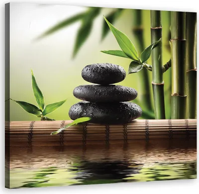 Produktbild von Leinwandbild Steine Zen 60x60 Feeby Grün bild für die wand bereit zum aufhängen