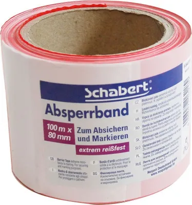 Produktbild von Schabert Absperrband 100 m x 80 mm rot/weiß
