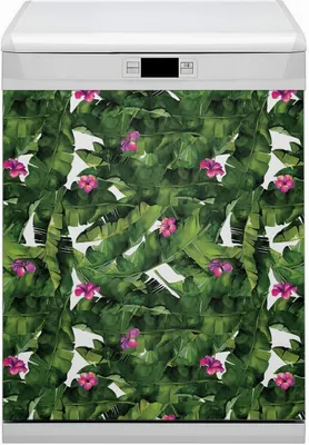 Produktbild von Magnet Folie für Geschirrspüler Küche Magnetmatte 60x80 cm  Nachbildung Geschirrspüle  - Hibiskus