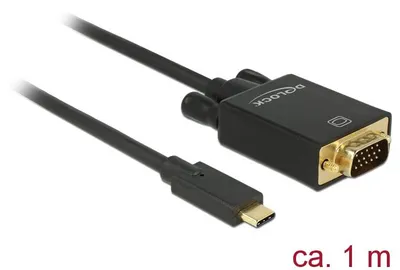 Produktbild von DeLOCK 85261, 1 m, USB Typ-C, VGA (D-Sub), Männlich, Männlich, Gold