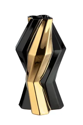 Obrázek produktu pro Gilde váza "Canto" černá/zlatá barva V: 25 cm Š: 13 cm H: 13cm 47258