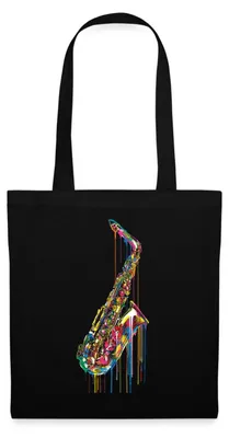 Produktbild von Spreadshirt P.D. Moreno Saxophon Stoffbeutel, One size, Schwarz
