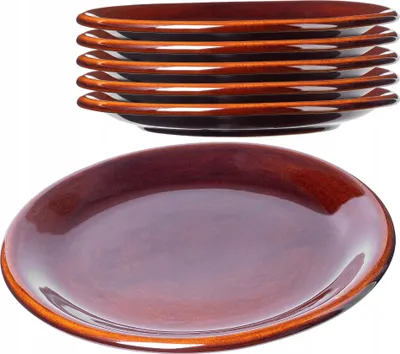 Obrázek produktu pro KADAX "Olympia" talíř, hliněný talíř s keramickým povrchem, servírovací talíř, talíř na večeři, hnědý, 24 cm, 6 kusů