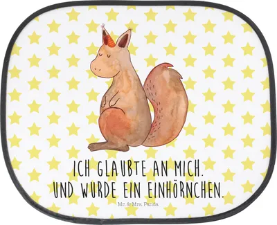 Produktbild von Mr. & Mrs. Panda Sonnenschutz Fürs Auto Einhorn Glauben - Weiß - Geschenk, Unicorn, Sonnenblende, Eichhorn, Eichhörnchen, Einhörner, Autoscheiben, autofenster