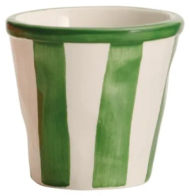 Immagine prodotto di Zafferano Set 6 Bicchierini Collezione Lido Modello Righe in Vetroceramica Artigianale Colore Verde Fatti a Mano in Italia Civita Castellana
