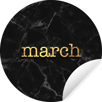 Produktbild von MuchoWow® Runde Wandtattoo - Wandsticker Tapete Aufkleber Zitat - Kalender - März - Gold Ø 100 cm Selbstklebend und Repositionierbar - Wandaufkleber - Kreis - Tapetenkreis - Wandbild rund - Schlafzimmerdekoration - Wanddeko - runde Tapete - Kunst für zu Hause