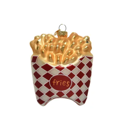 Produktbild von Christbaumschmuck Glas Pommes frites 11cm rot