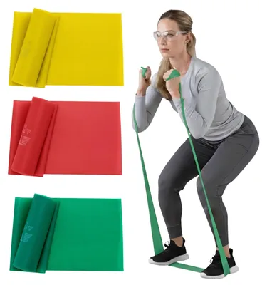 Immagine prodotto di TheraBand, set da 1,50 metri, giallo, rosso e verde | Fascia elastica per il fitness | Fascia per ginnastica | Fascia di stretching per l'allenamento di tutto il corpo | Banda di resistenza | Fasce per l'allenamento a casa | Accessori per il fitness | 100% lattice naturale – Giallo/Rosso/Verde