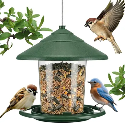 Imagen del producto de Comedero para pájaros para colgar, de plástico, resistente a la intemperie, ideal para balcones y jardines