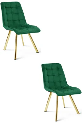 Imagen del producto de Sillón verde CIEZA de terciopelo, con patas doradas, juego de 2 unidades, ideal para el salón
