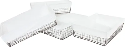 Produktbild von Set aus 4 Metall- und Stoffbezügen, Badezimmer- und Kastenregal, Metall mit Stoffbezug, 4-teilig
