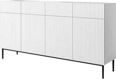 Produktbild von Kommode Nicole geriffelt 4 Schubladen 200x105x45 cm Wohnzimmer Weiß / Schwarz
