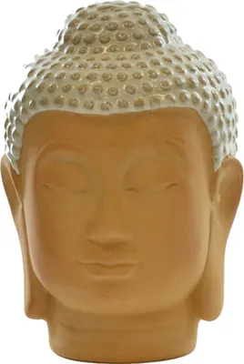 Produktbild von B&S Buddha Kopf Dekofigur Porzellan weiß braun 14 cm für Innendekoration