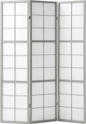 Imagen del producto de Pantalla divisoria de ambientes, interior, de 3 paneles, madera, color gris