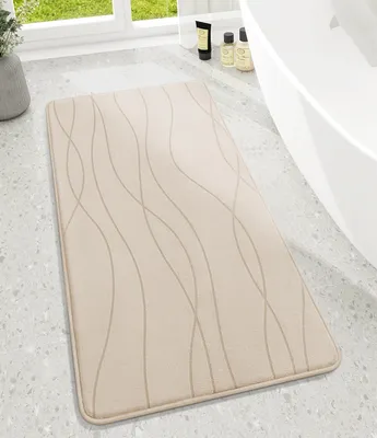 Image de Tapis de bain, tapis de bain en mousse à mémoire de forme, antidérapant, lavable, doux, absorbant, pour la salle de bain, beige, 60 x 120 cm