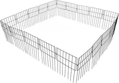 Produktbild von Dekorativer Gartenzaun, 30 Stück Steckzaun Metall, Oberbogen Gartenzaun 43cm H x 33cm B, Dekorativer Zaun für kleine Wege, Rasenflächen, Gärten