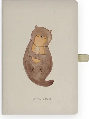 Produktbild von Mr. & Mrs. Panda notizbuch Otter Muschel - Transparent - Geschenk, Tagebuch, Notizheft, Süß, Kladde, Büro, Medaillon, Träumen, kariertes, Skizzenbuch