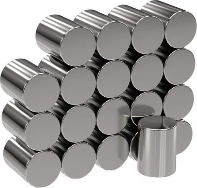 Produktbild von Famanu Neodymium-Stabmagneten - 6 mm Durchmesser, 8 mm Länge, vernickelt, 11 kg Haltekraft, 20 Stück