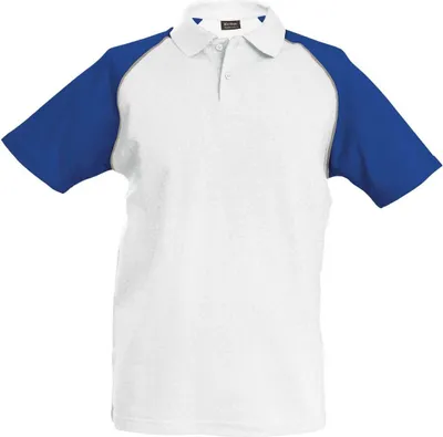 Produktbild von Kariban Herren Polo-Shirt Poloshirt Basic Kontrast Kragen Kurzarm Polohemd, Größe:M, Farbe:White/Royal Blue