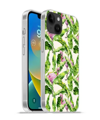 Produktbild von MuchoWow® Handyhülle Schutzhülle Hülle für Apple iPhone 14 Plus - Soft case Flamingo - Blätter - Muster Silikon Softcase Handy Hülle - Abbildung