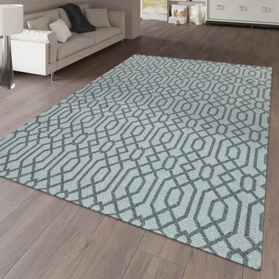 Produktbild von TT Home Flachgewebter Teppich Geometrisches Muster Kontrurenschnitt Webmuster Grau Trend Größe 80x150 cm