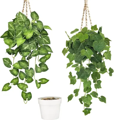 Imagen del producto de Hiedra artificial, 120 cm, planta colgante artificial, ideal para decorar paredes y balcones