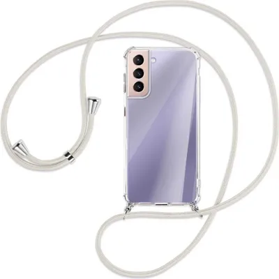 Produktbild von Handykette Backcover-Schutzhülle mit Band (Metall silberfarben) für Samsung Galaxy S21 5G - broken white