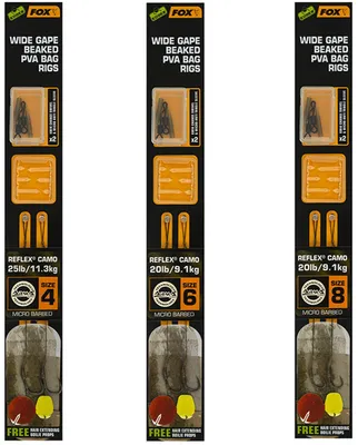 Produktbild von Fox Edges Wide Gape Beaked PVA Ready Rigs - 2 Karpfenrigs, Größe/Tragkraft:Gr. 4 / 25lbs / 11.3kg